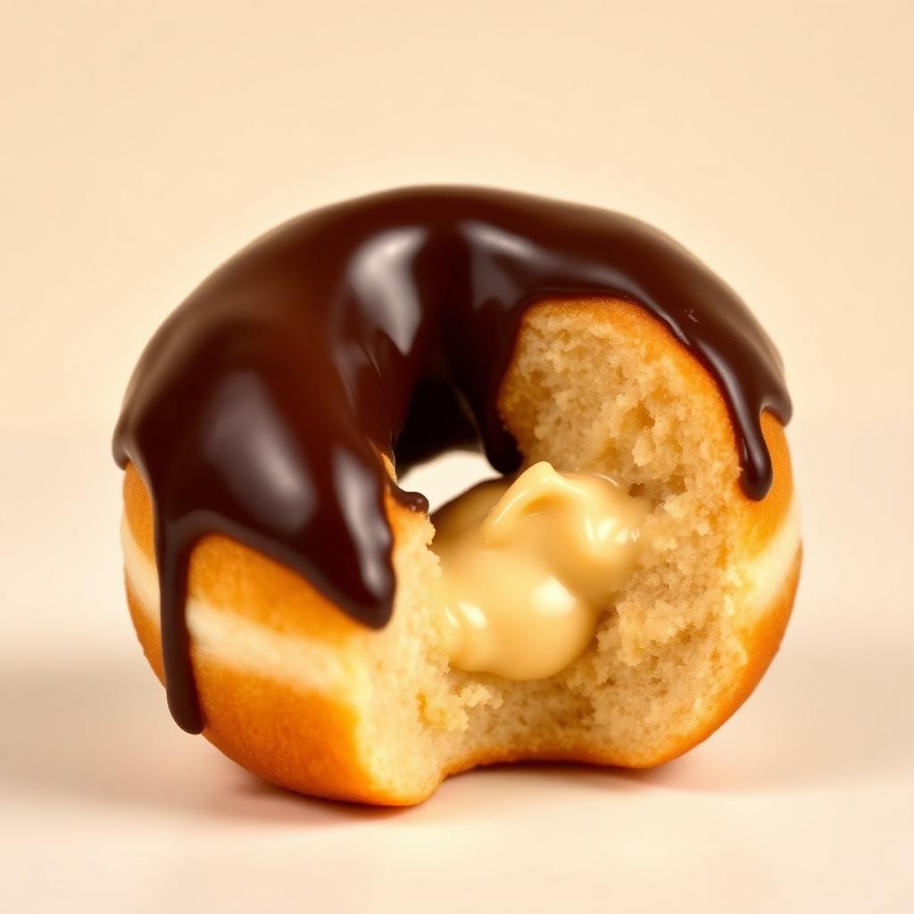 Boston cream donut with dark chocolate glaze and vanilla custard filling